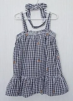 Baby GAP キャミワンピ チェック くま刺繍 18-24m (80-90)