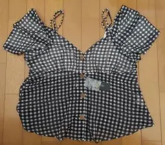 Newlyme　オフショルトップス　ギンガムチェック　Mサイズ
