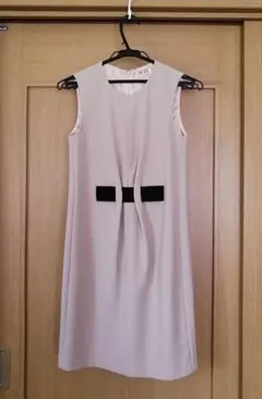 良品✨FOXEY ノースリーブワンピース ウール シルク 38 ピンクベージュ