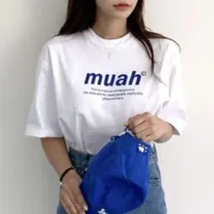 muahmuah ムーアムーアロゴプリント 半袖Tシャツ ホワイト