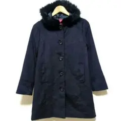 earth music&ecology ファー付きロングコート S ネイビー　紺