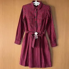 新品　Brooks Brothers チェックシャツワンピース　長袖　ひざ丈