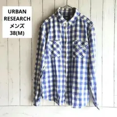 URBAN RESEARCH 長袖チェックシャツ ブルー × ホワイト清涼感のサムネイル