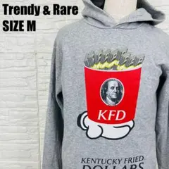 Trendy & Rare プリント プルオーバー パーカー 灰色 M 2393