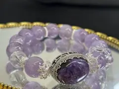 ラベンダーアメジスト×チャロアイト×水晶デザインパワーストーンブレスレット