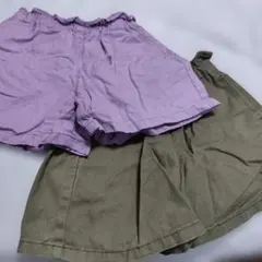 GU ショートパンツ　2枚　120cm　紫とカーキ
