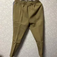 INHERIT ベージュ ジョガーパンツ サイドチェック柄