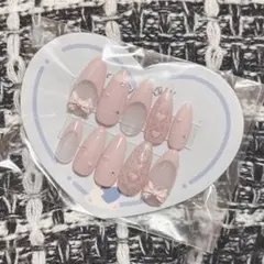 現品】韓国 ネイルチップ ワンホン マグネット ちゅるん リボン