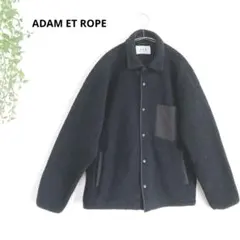 アダムエロペ　ボアフリースジャケット　スナップボタン　大人カジュアル　黒　L