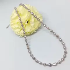 新品　淡水パール　925刻印　バロック　パープルグレー