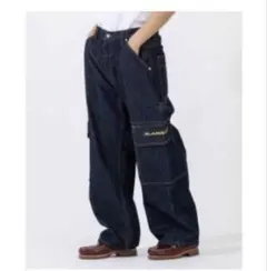 XLARGE ブラック　カーゴデニムパンツ 34