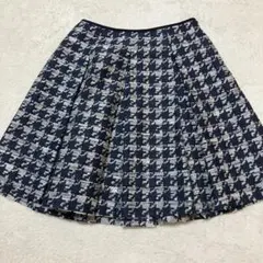 ネイビー ホワイト チェック フレアスカート any sis