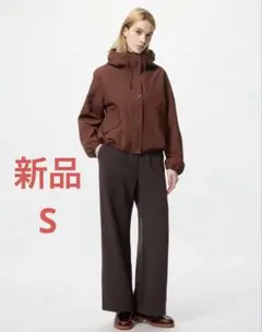 ユニクロ　ウォームフリースストレートパンツ　ストレートパンツ　ダークブラウン　S