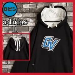 adidas フード三本線 スリーライン カレッジ フーディー アディダス 黒