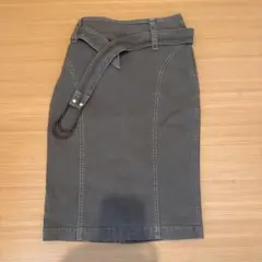 グレー タイトスカート デニム風 ベルト付きのサムネイル