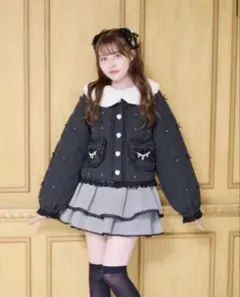 LIZLISA キルティングショートブルゾン ブラックのサムネイル