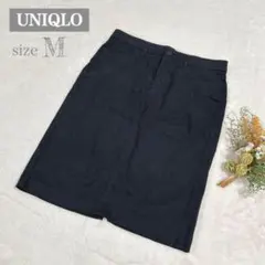 【ユニクロ】UNIQLO タイトスカート ストレッチ シンプルブラック M ●
