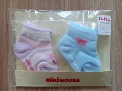 新品 miki HOUSE ベビー靴下 11-13cm ピンク 水色 2足セット