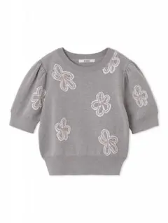 SNIDELフラワー 半袖ニットプルオーバー