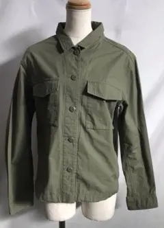 T813K レディース 長袖シャツ Mカーキ 春秋UNIQLO 綿100%1/9