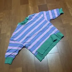 BEGUM 紫と緑のストライプ トレーナー