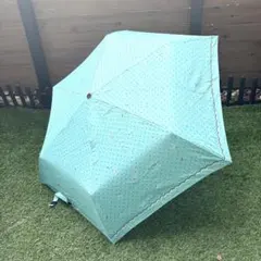 折りたたみ傘　猫と水玉　ミントグリーン×ブラウン　手動