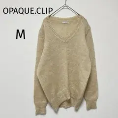 オペークドットクリップ/ニットセーター/M/モヘア Vネック 薄手 ベージュ