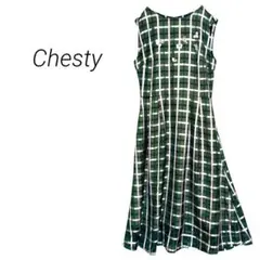 新品【チェスティ】ノースリーブチェックワンピース シアー 透け感 スパンコール