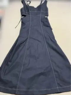 新品 リリーブラウン コルセットディテール デニムロングワンピース 