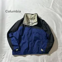 Columbiaウォームアップジャケット高機能ブルー×ブラックドローコード付
