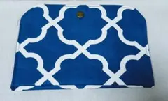 ハンドメイド＊フラットポーチ ＊ コバルトブルー＆ホワイト〈再販〉