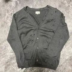 BEAMS ダメージ加工 グレー カーディガン