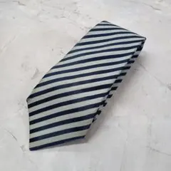エルメネジルドゼニア　ネクタイ　紺×白×水色　ダブルストライプ　絹【n451】