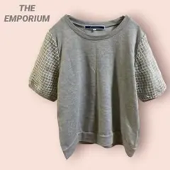 THE EMPORIUM 半袖Tシャツカットソー　メッシュ2枚重ね袖　グレーM