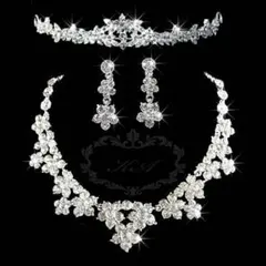 ブライダル　ヘッドセット　ネックレス　イヤリング　3点セット