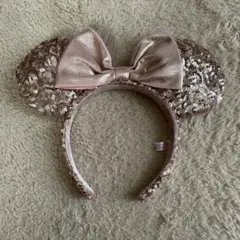 ディズニー　カチューシャ　スパンコール　ピンク　ミニー