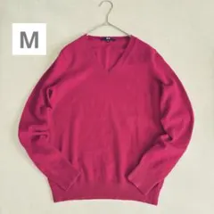 ユニクロ　カシミヤ100% Vネックセーター　ピンク　M