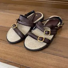 【未使用】ZARA ブラウン ジュートサンダル　ストラップサンダル 38