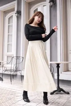 Satin Gathered Flared Long Skirt