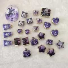 パープル系 デザインビーズ まとめ売り 25点セット