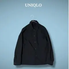 美品✨ユニクロ UNIQLO 感動シャツジャケット ウールライク M ネイビー