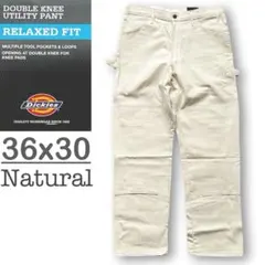 新品36x30 ナチュラル DICKIES ダブルニー ペインター パンツ