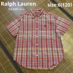 ラルフローレン キッズ チェックシャツ 120センチ 半袖 ボタンダウン