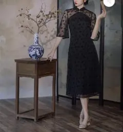 チャイナ風ワンピース(黒)