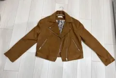 AZUL ブラウン ライダースジャケット ショート丈