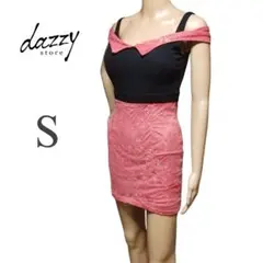 襟付き オフショル バイカラー タイト ミニドレス キャバドレス