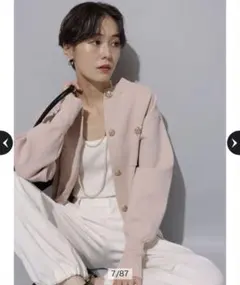 新品タグ付き★Arpege storyスパンコールフラッグヤーンカーデ　ピンク 2025年最新】Arpege story カラー：ピンク系 長袖の人気アイテム