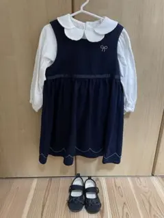 Seraphフォーマルワンピースセット100、黒靴16.0