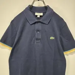 LACOSTE　半袖　ポロシャツ　S　ロゴ　状態良好　ネイビー　人気　古着コーデ