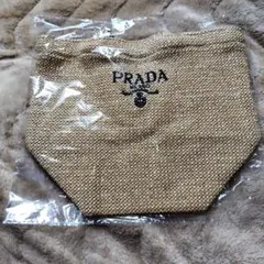 PRADA ノベルティ ベージュ⭐️ラフィアミニトートバッグ 【新品】刺繍